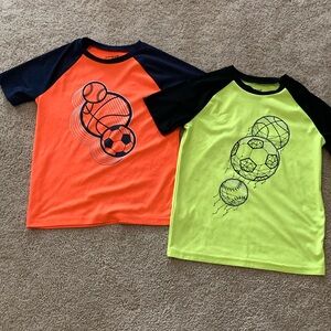 Boys shirts Jumping Beans bright orange and yellow. EUC. Sports theme.